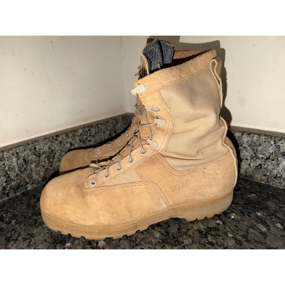 Belleville Tan Suede Nylon Tactical Combat Boot Vibram Size 12 W